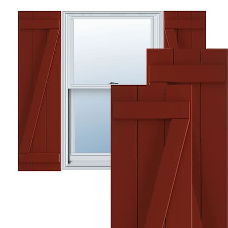 True Fit PVC Three Board Joined Board-n-Batten Shutters W/Z-Bar, Pepper Red , 16 1/8W X 71H